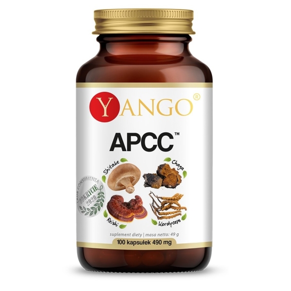 Yango APCC™ (reishi, kordyceps, shitake, chaga) 490 mg 100 kapsułek cena 32,40$
