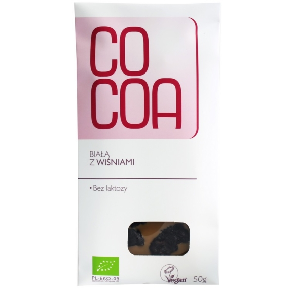 Cocoa tabliczka biała z wiśniami 50 g BIO  cena 9,79zł