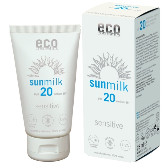 Eco cosmetics mleczko na słońce SPF 20 sensitive 75 ml ECO PROMOCJA cena €10,73