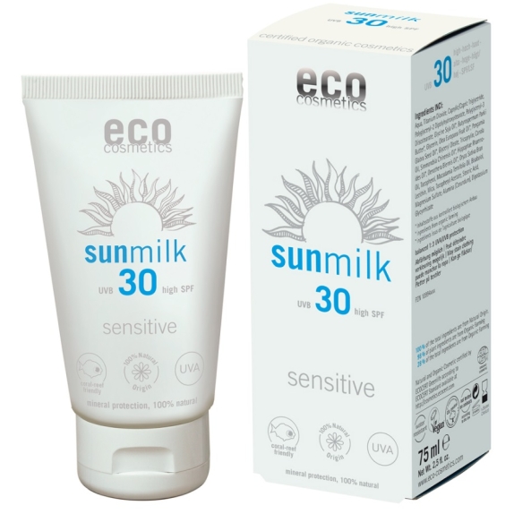 Eco cosmetics mleczko na słońce SPF 30 sensitive 75 ml MAJOWA PROMOCJA! cena €13,74