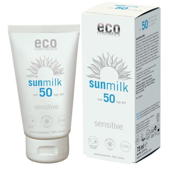 Eco cosmetics mleczko na słońce SPF 50 sensitive 75 ml  cena 75,90zł