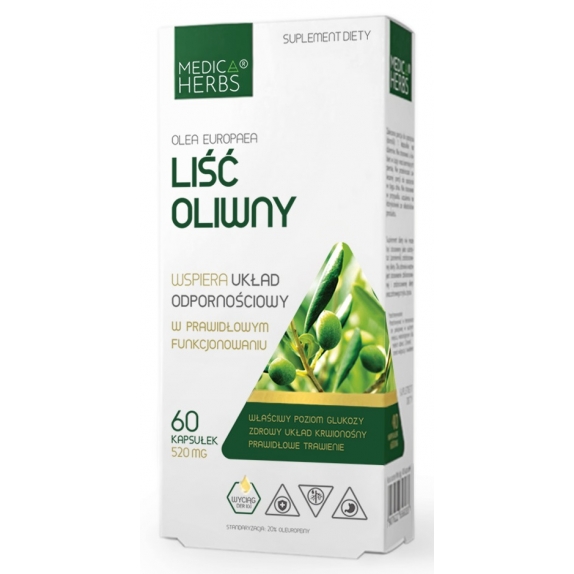 Medica Herbs liść oliwny wyciąg 520 mg 60 kapsułek cena 6,75$
