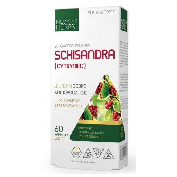 Medica Herbs schisandra wyciąg 550 mg 60 kapsułek cena 26,99zł