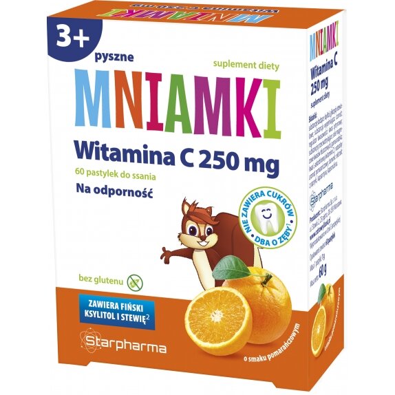 Mniamki witamina C 250 mg 60 pastylek do ssania z ksylitolem Starpharma cena €3,20