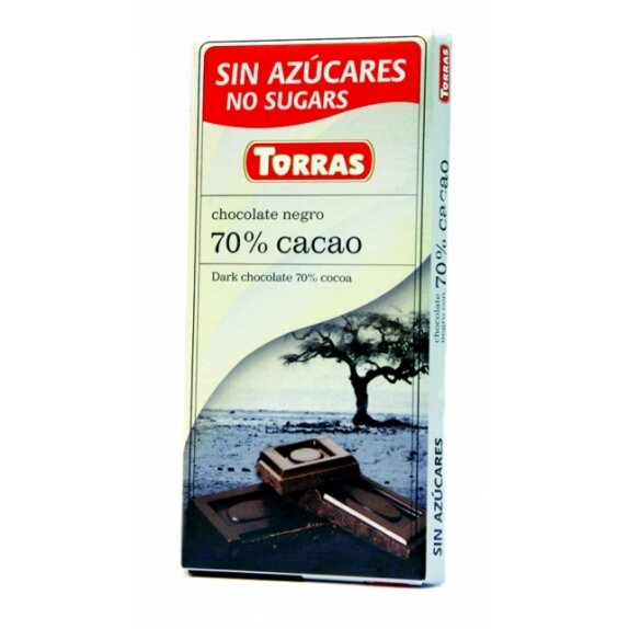 Czekolada gorzka 72% kakao bez dodatku cukru 75g Torras  cena 8,55zł