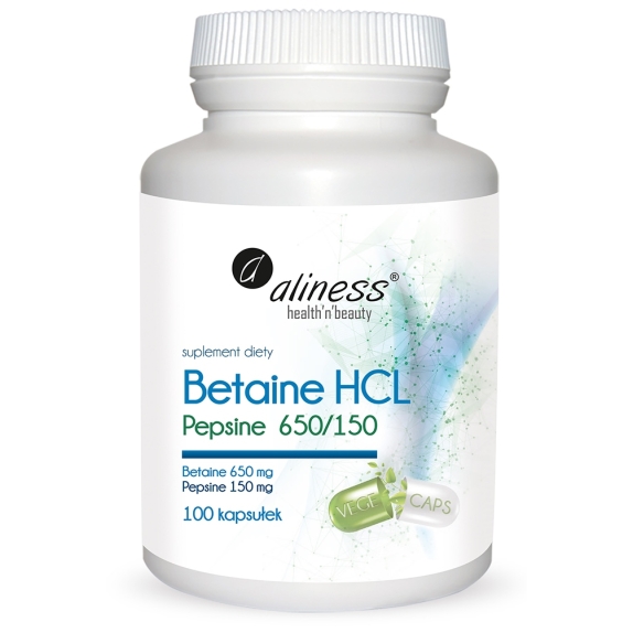 Aliness betaine HCL Pepsyna 650/150 mg 100 kapsułek cena 54,90zł