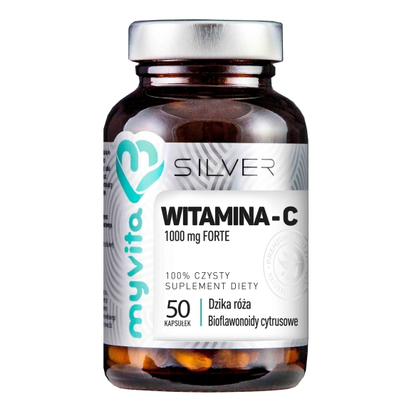 MyVita silver pure witamina C 1000 mg forte z dziką różą i bioflawonoidami 1000 mg 50 kapsułek  cena 39,99zł