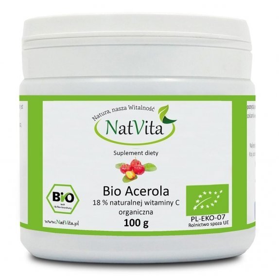 Acerola mielona 18% witaminy C 100 g Natvita + 4 próbki sanbios acerola ok.16tabletek cena 38,65zł