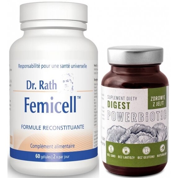 Dr Rath Femicell 60 kapsułek + Powerbiotic Digest Kapusta 60 kapsułek Ecobiotics cena 234,99zł