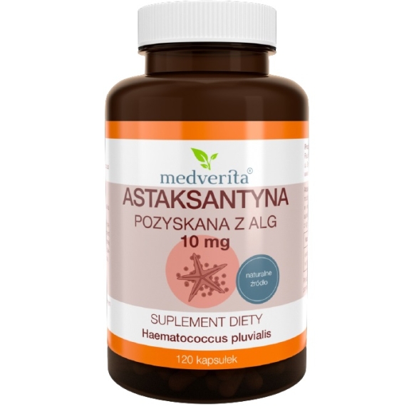 Astaksantyna pozyskana z alg 10 mg 120 kapsułek Medverita cena 24,27$