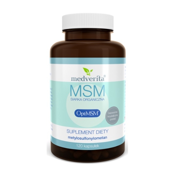 MSM siarka organiczna 500 mg OptiMSM® 120 kapsułek Medverita cena 28,25zł