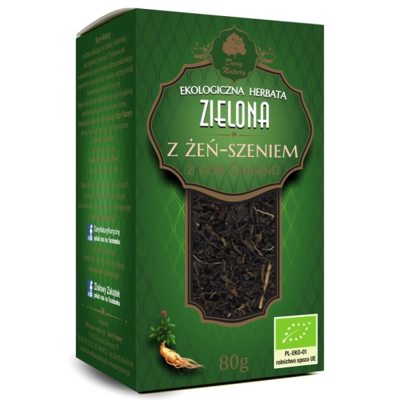 Herbata zielona z żeń-szeniem 80g BIO Dary Natury cena 6,52$