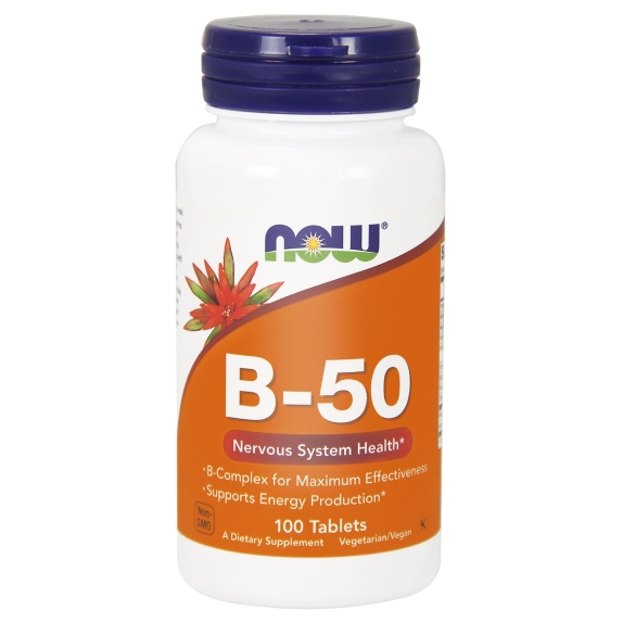 B-50 Kompleks witamin B 100 tabletek NOW Foods cena €14,18