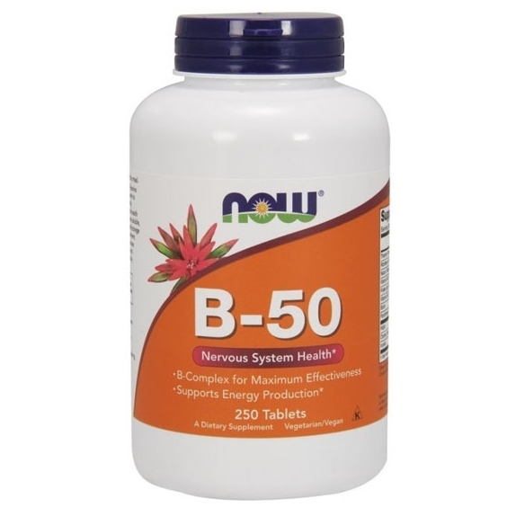 B-50 Kompleks witamin B 250 tabletek NOW Foods cena 31,58$
