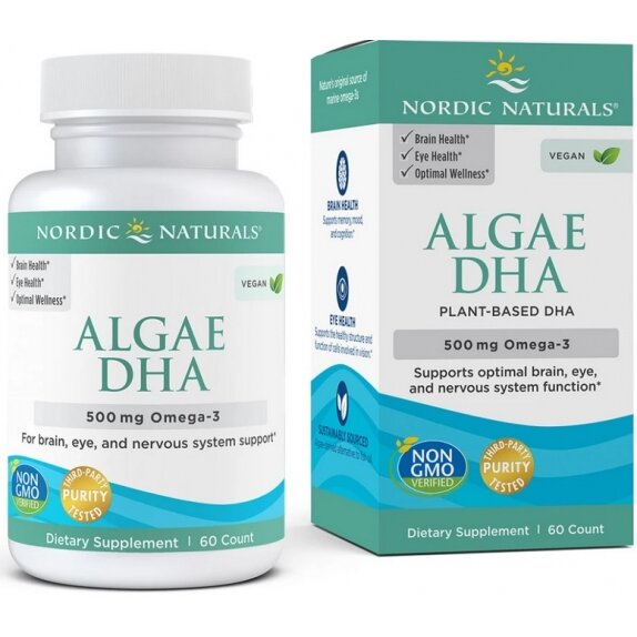 Algae Omega-3 DHA 500 mg 60 kapsułek Nordic Naturals  cena 37,53$