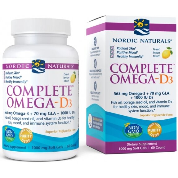 Nordic Naturals Complete Omega-D3 565 mg, cytryna, 60 kapsułek  cena €17,62