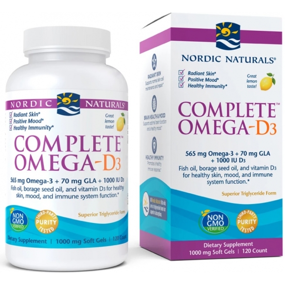 Nordic Naturals Complete Omega-D3 565 mg, cytryna, 120 kapsułek  cena 37,92$