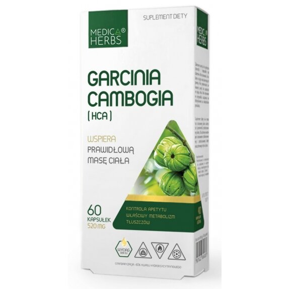 Medica Herbs garcinia cambogia HCA wyciąg 520 mg, 60 kapsułek cena 5,91$