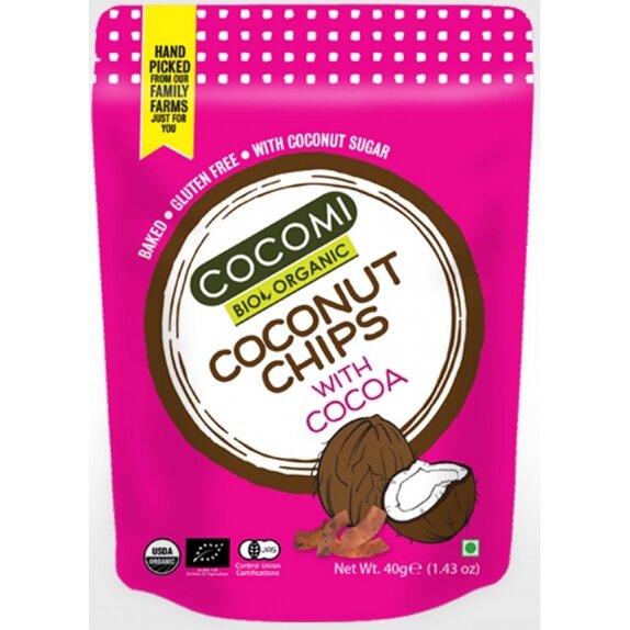 Chipsy kokosowe z kakao prażone bezglutenowe BIO 40g Cocomi cena 2,78zł