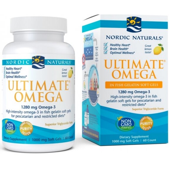 Ultimate Omega, 1280 mg, cytryna, 60 kapsułek Nordic Naturals cena 32,37$