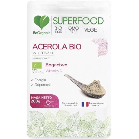 BeOrganic Superfood acerola w proszku 200 g BIO cena 18,90$