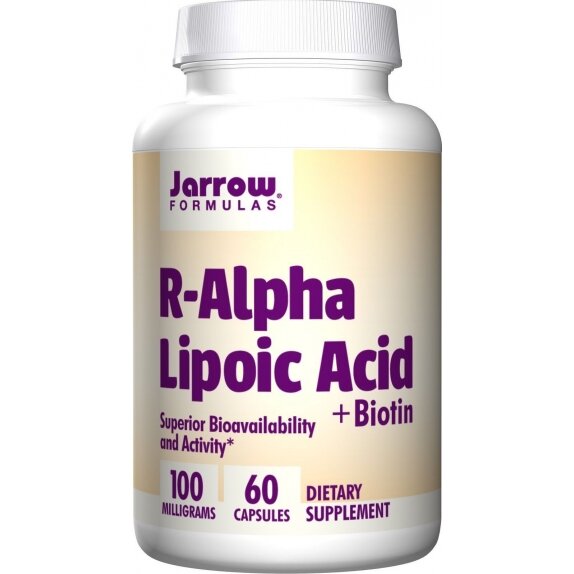 Jarrow Formulas R-Alpha Lipoic Acid + Biotin 100mg 60 kapsułek cena €26,04