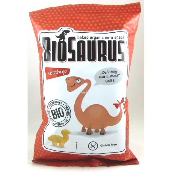 Chrupki kukurydziane ketchupowe bezglutenowe BioSaurus 50g BIO McLloyd's cena 1,35$