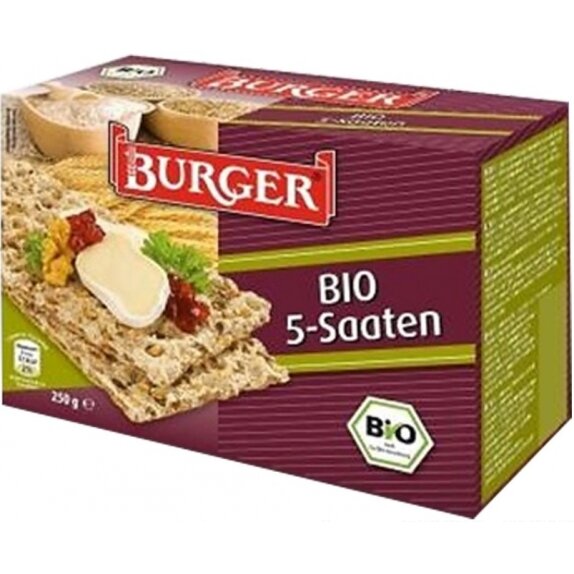 Pieczywo chrupkie razowe 5 ziaren 250 g BIO Burger cena €2,16