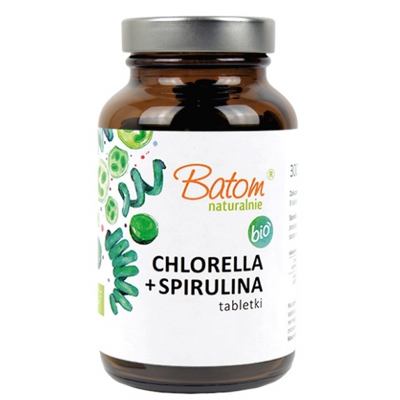 Chlorella + spirulina 400 mg 240 tabletek (120 g) BIO Batom cena 12,85$