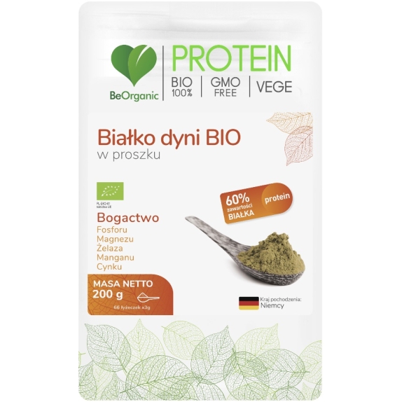 BeOrganic białko dyni w proszku 200 g BIO cena 21,55zł