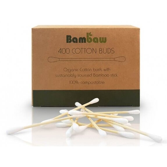 Bambaw Patyczki do czyszczenia uszu, bambusowe z bawełną organiczną, biodegradowalne 400 sztuk cena 19,99zł