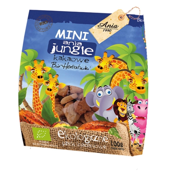 Ciastka mini jungle kakaowe 100 g BIO Ania cena 4,29zł