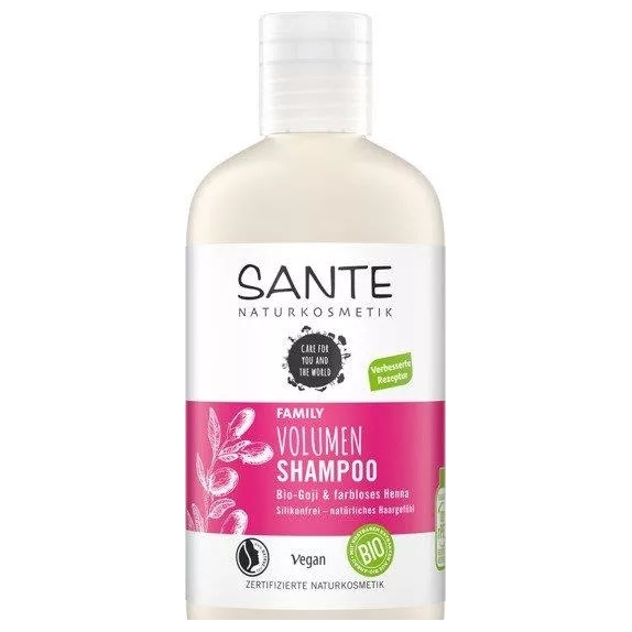 Sante szampon do włosów zwiększający objętość jagody goji  i bezbarwna henna ECO 250 ml cena 4,36$