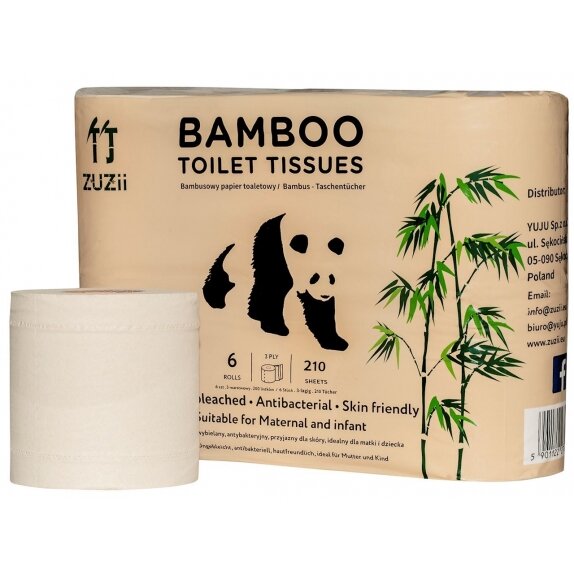 Papier toaletowy bambusowy 6 rolek Zuzii  cena 5,63$