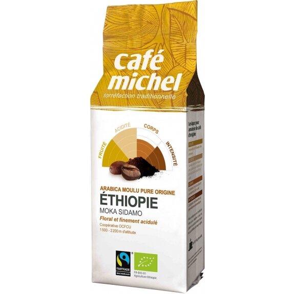 Kawa mielona Arabica 100 % Moka Sidamo Etiopia Fair Trade BIO 250 g Cafe Michel MAJOWA PROMOCJA!  cena 8,22$