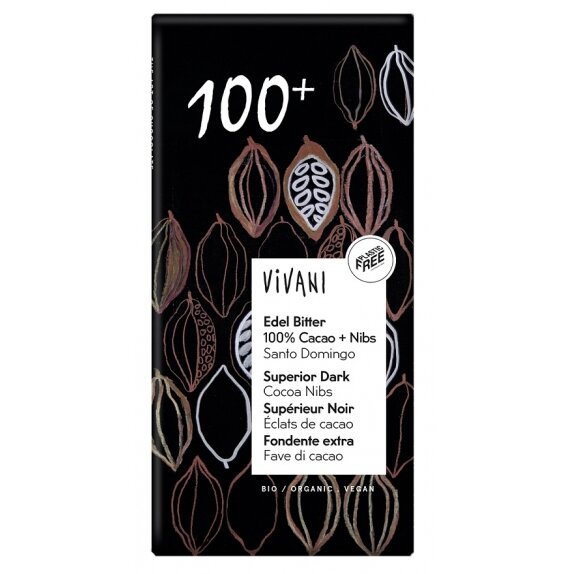 Czekolada gorzka 100% kakao BIO 80 g Vivani cena €2,98