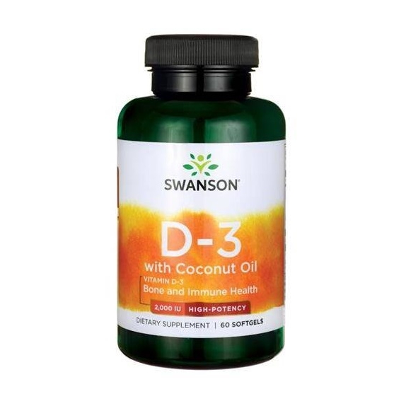 Swanson witamina D3 2000IU z olejem kokosowym 60 kapsułek cena 6,99$