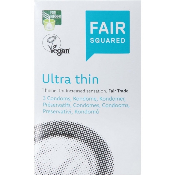 Fair Squared prezerwatywy Ultra thin cienkie przezroczyste z naturalnego lateksu 3 sztuki cena 18,25zł
