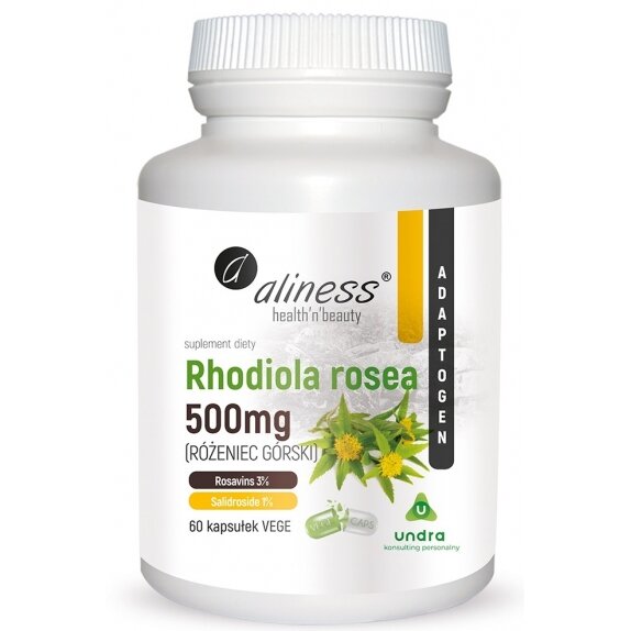 Aliness rhodiola Rosea - Różeniec Górski 500 mg 60 kapsułek cena 16,17$