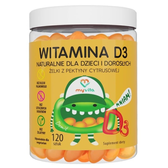 MyVita naturalne żelki dla dzieci i dorosłych witamina D3 120 sztuk cena 10,77$