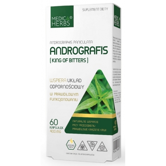 Medica Herbs andrografis (King Of Bitters) 400 mg 60 kapsułek  cena €4,30