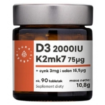 Witamina D3 2000 K2 Cynk Selen 90 tabletek Aura Herbals 