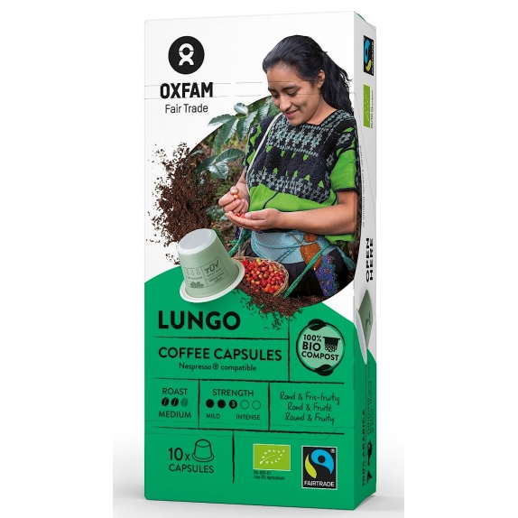 Kawa arabica lungo fair trade BIO 10 kapsułek do nespresso Oxfam cena 19,99zł