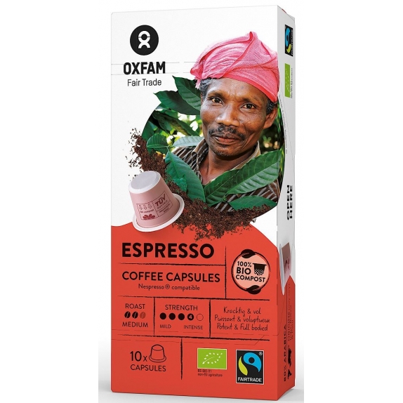 Kawa arabica/robusta espresso fair trade BIO 10 kapsułek do nespresso Oxfam cena 9,75zł