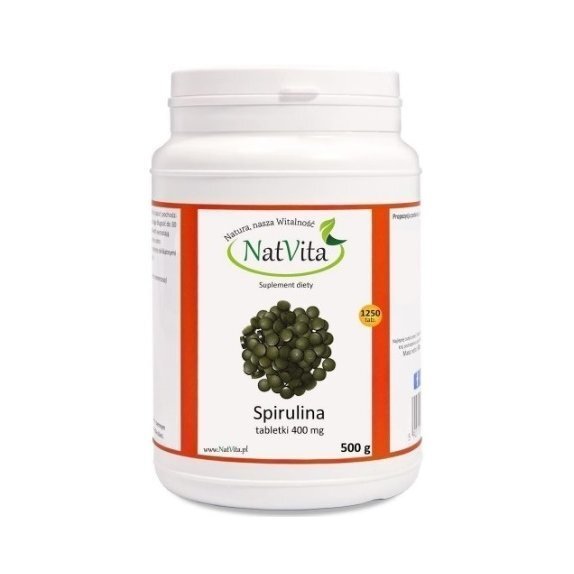Spirulina algi 400 mg 500 g 1250 tabletek Natvita cena 77,90zł