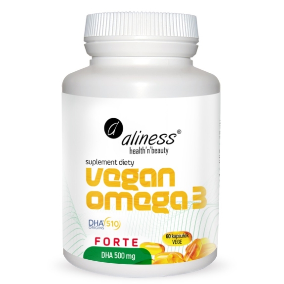 Aliness vegan omega 3 FORTE DHA 500 mg 60 vege kapsułek cena 79,90zł