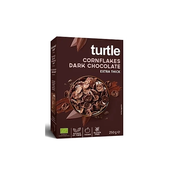 Płatki kukurydziane w polewie z ciemnej czekolady bezglutenowe 250 g BIO Turtle cena 7,60$