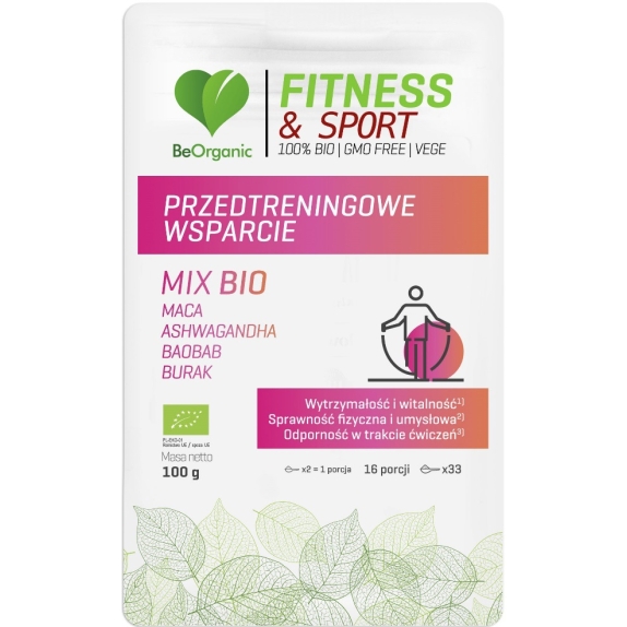 BeOrganic Fitness & Sport Przedtreningowe Wsparcie MIX Superfoods BIO w proszku 100 g Aliness cena 7,02$