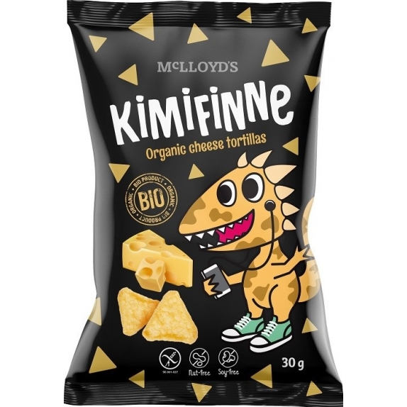 Chrupki kukurydziane nachos o smaku serowym bezglutenowe Kimifinne 30 g BIO McLloyd's cena €0,83