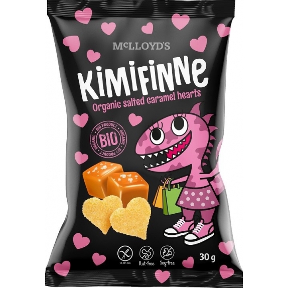 Chrupki kukurydziane o smaku słonego karmelu bezglutenowe Kimifinne 30 g BIO McLloyd's cena €0,86